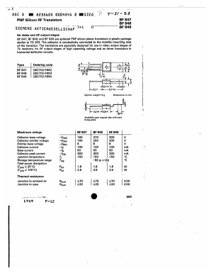 BF848 Datasheet PDF Siemens AG