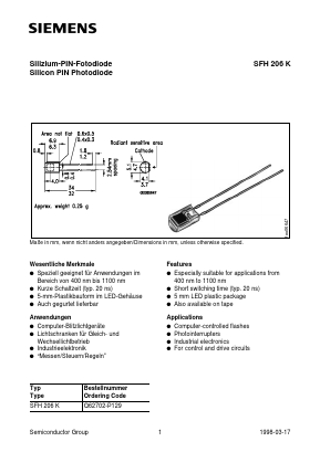 SFH206K Datasheet PDF Siemens AG