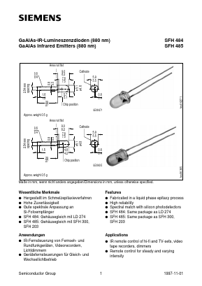 SFH484-1 Datasheet PDF Siemens AG