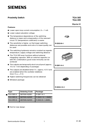 TCA305 Datasheet PDF Siemens AG
