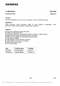 TDA5664 Datasheet PDF Siemens AG