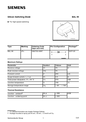 BAL99 Datasheet PDF Siemens AG