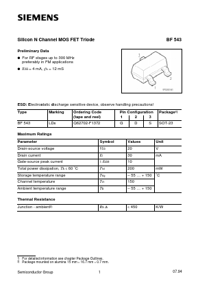 Q62702-F1372 Datasheet PDF Siemens AG