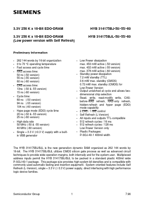 HYB314175BJ-50- Datasheet PDF Siemens AG