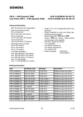 HYB514256B-60 Datasheet PDF Siemens AG