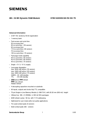 HYM322030GS-50 Datasheet PDF Siemens AG
