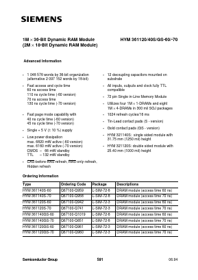 HYM361140GS-70 Datasheet PDF Siemens AG