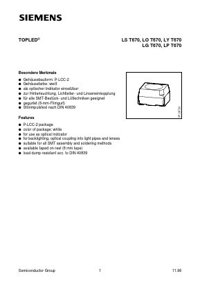 LYT670 Datasheet PDF Siemens AG