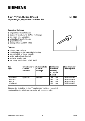 LH5424-QT Datasheet PDF Siemens AG