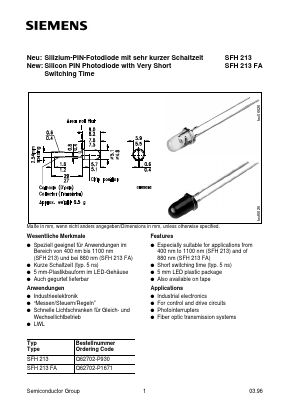 SFH213FA Datasheet PDF Siemens AG