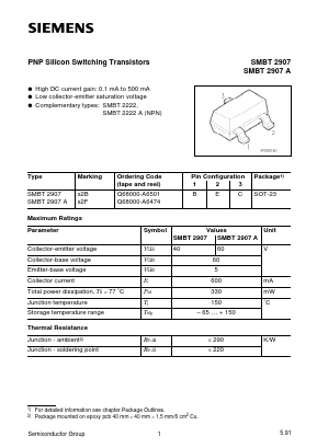 SMBT2907A Datasheet PDF Siemens AG