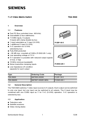 TDA6920 Datasheet PDF Siemens AG