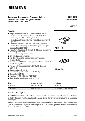 SDA5649 Datasheet PDF Siemens AG