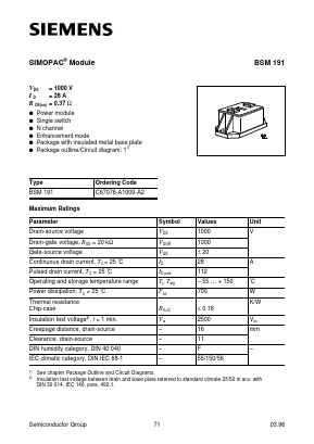 BSM191 Datasheet PDF Siemens AG