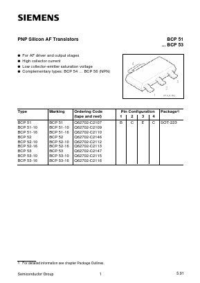 BCP52-16 Datasheet PDF Siemens AG