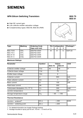 BSS79B Datasheet PDF Siemens AG