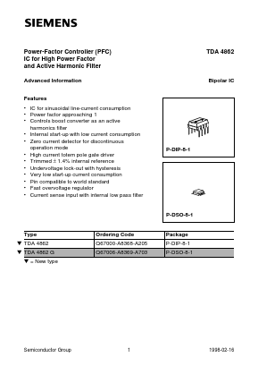 TDA4862G Datasheet PDF Siemens AG
