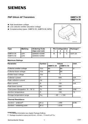 SMBTA55 Datasheet PDF Siemens AG