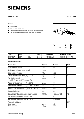 BTS112A Datasheet PDF Siemens AG