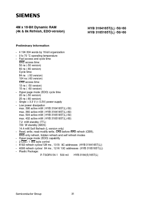 HYB3165165T Datasheet PDF Siemens AG