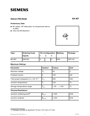 BA887 Datasheet PDF Siemens AG
