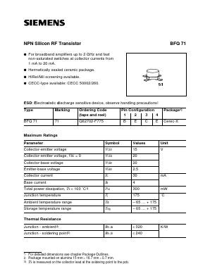 BFQ71 Datasheet PDF Siemens AG