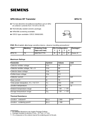 BFQ72 Datasheet PDF Siemens AG