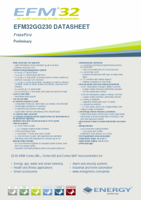 EFM32GG230F512-QFN64 Datasheet PDF Silicon Laboratories
