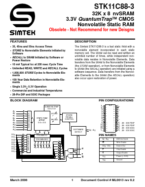 STK11C88-3W45 Datasheet PDF Simtek Corporation