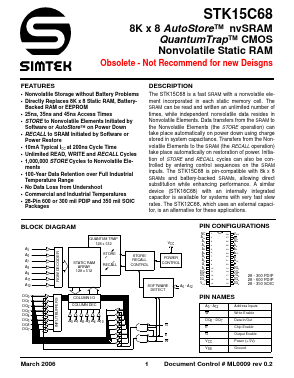 STK15C68 Datasheet PDF Simtek Corporation