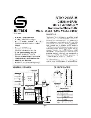 STK12C68-M Datasheet PDF Simtek Corporation