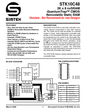 STK10C48-N25 Datasheet PDF Simtek Corporation
