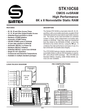 STK10C68-P30 Datasheet PDF Simtek Corporation