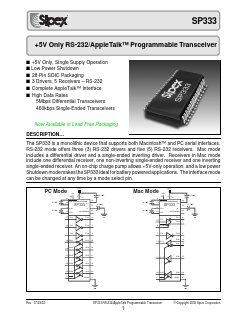 SP333ET Datasheet PDF Signal Processing Technologies