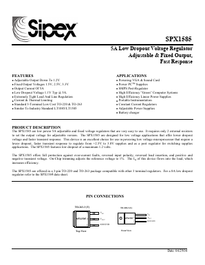 SPX1585A Datasheet PDF Signal Processing Technologies
