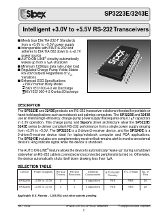 SP3223E Datasheet PDF Signal Processing Technologies