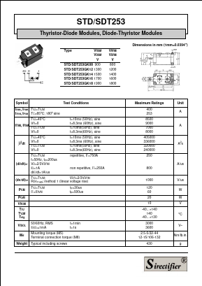 SDT253GK18 Datasheet PDF Sirectifier Electronics