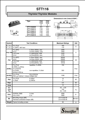 STT116 Datasheet PDF Sirectifier Electronics