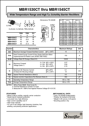 MBR1535CT_ Datasheet PDF Sirectifier Electronics