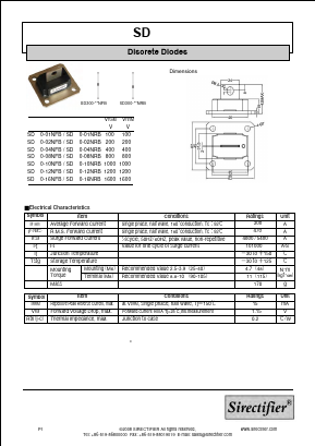 SD300-16NFB Datasheet PDF Sirectifier Electronics