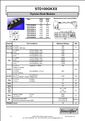 STD100GKXX Datasheet PDF Sirectifier Electronics