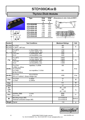 STD100GK18B Datasheet PDF Sirectifier Electronics