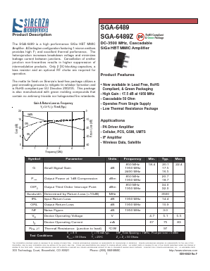 SGA-6489 Datasheet PDF Sirenza Microdevices => RFMD