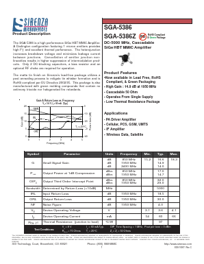 SGA-5386Z Datasheet PDF Sirenza Microdevices => RFMD