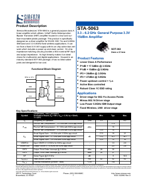 STA-5063 Datasheet PDF Sirenza Microdevices => RFMD