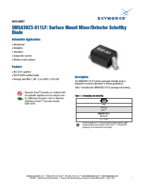 SMSA3923-011LF Datasheet PDF Skyworks Solutions