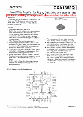 CXA1362Q Datasheet PDF Sony Semiconductor