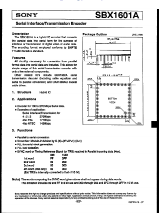 SBX1601A Datasheet PDF Sony Semiconductor