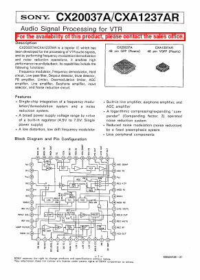 CX20037A Datasheet PDF Sony Semiconductor