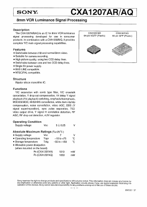 CXA1207 Datasheet PDF Sony Semiconductor